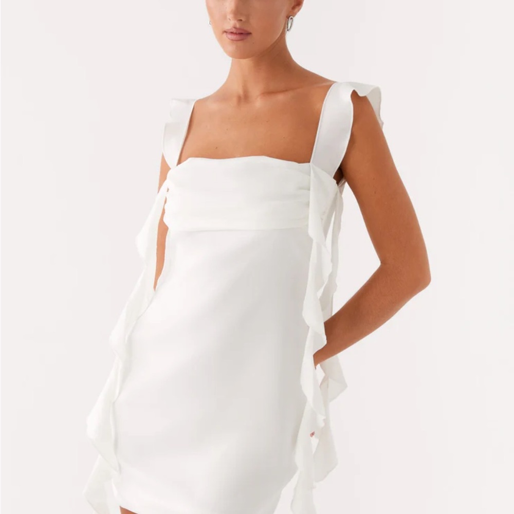 Peppermayo White Ruffle Mini Dress